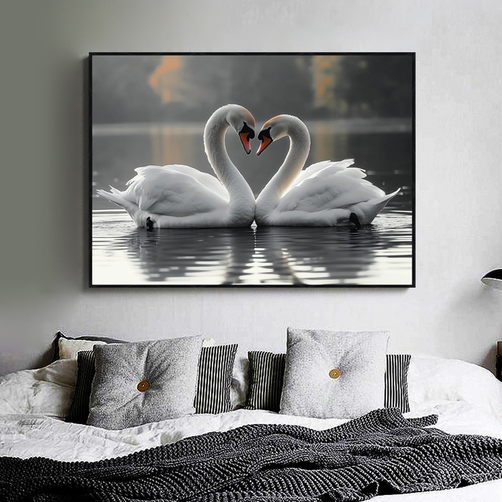 Eternal Bond: Swan Serenade - Canvas Wall Art 