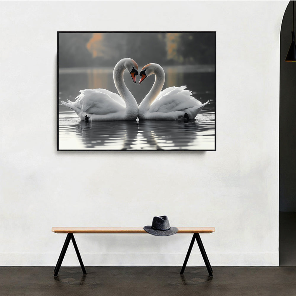 Eternal Bond: Swan Serenade - Canvas Wall Art 