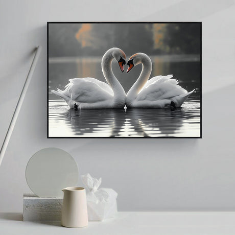 Eternal Bond: Swan Serenade - Canvas Wall Art 