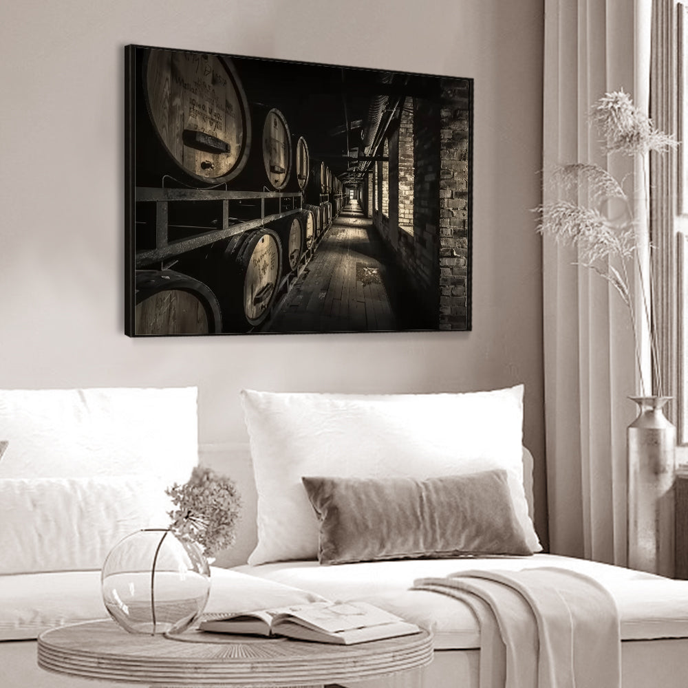 Vintage Whiskey Barrel Room Canvas Wall Art