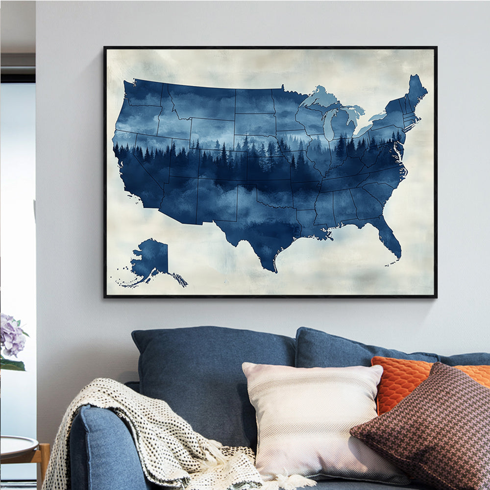 "USA Forest Silhouette" Canvas Wall Art