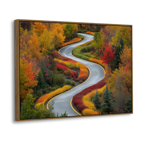 Serene Autumn Winding Road Canvas Wall Art