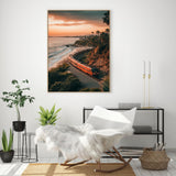 Coastal Sunset Train Canvas Wall Art