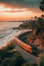 Coastal Sunset Train Canvas Wall Art
