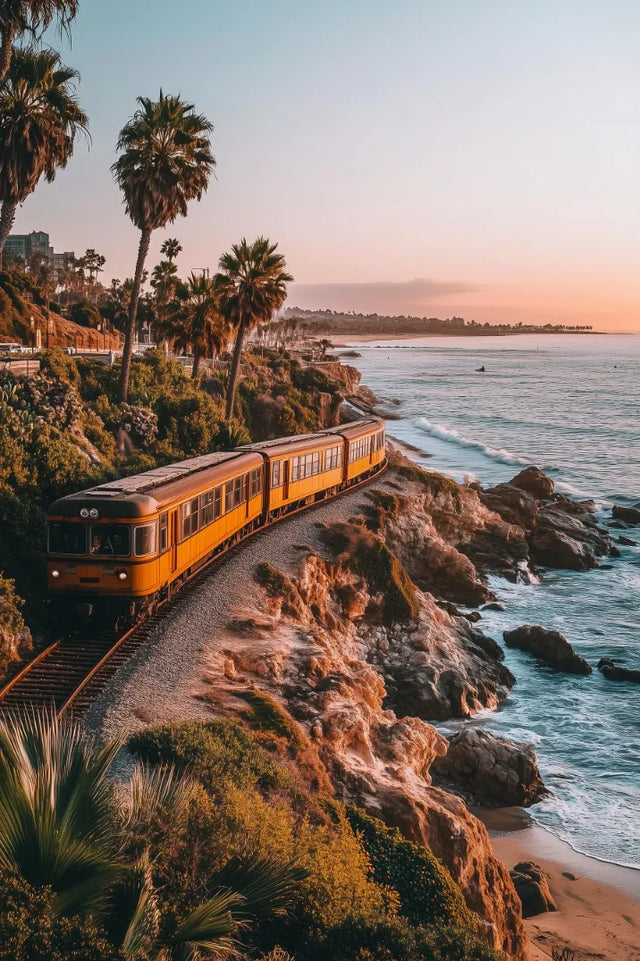 Golden Hour Train Ride - Canvas Wall Art
