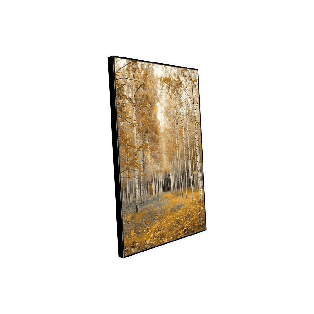 Golden Birch Forest Canvas Wall Art