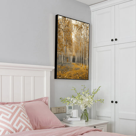 Golden Birch Forest Canvas Wall Art