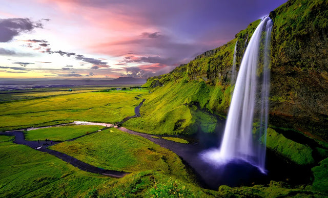 Sunset Over Seljalandsfoss Canvas Wall Art