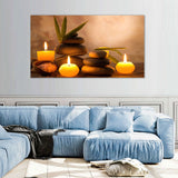 Zen Candle and Stone Meditation Canvas Wall Art