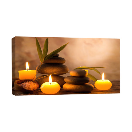 Zen Candle and Stone Meditation Canvas Wall Art