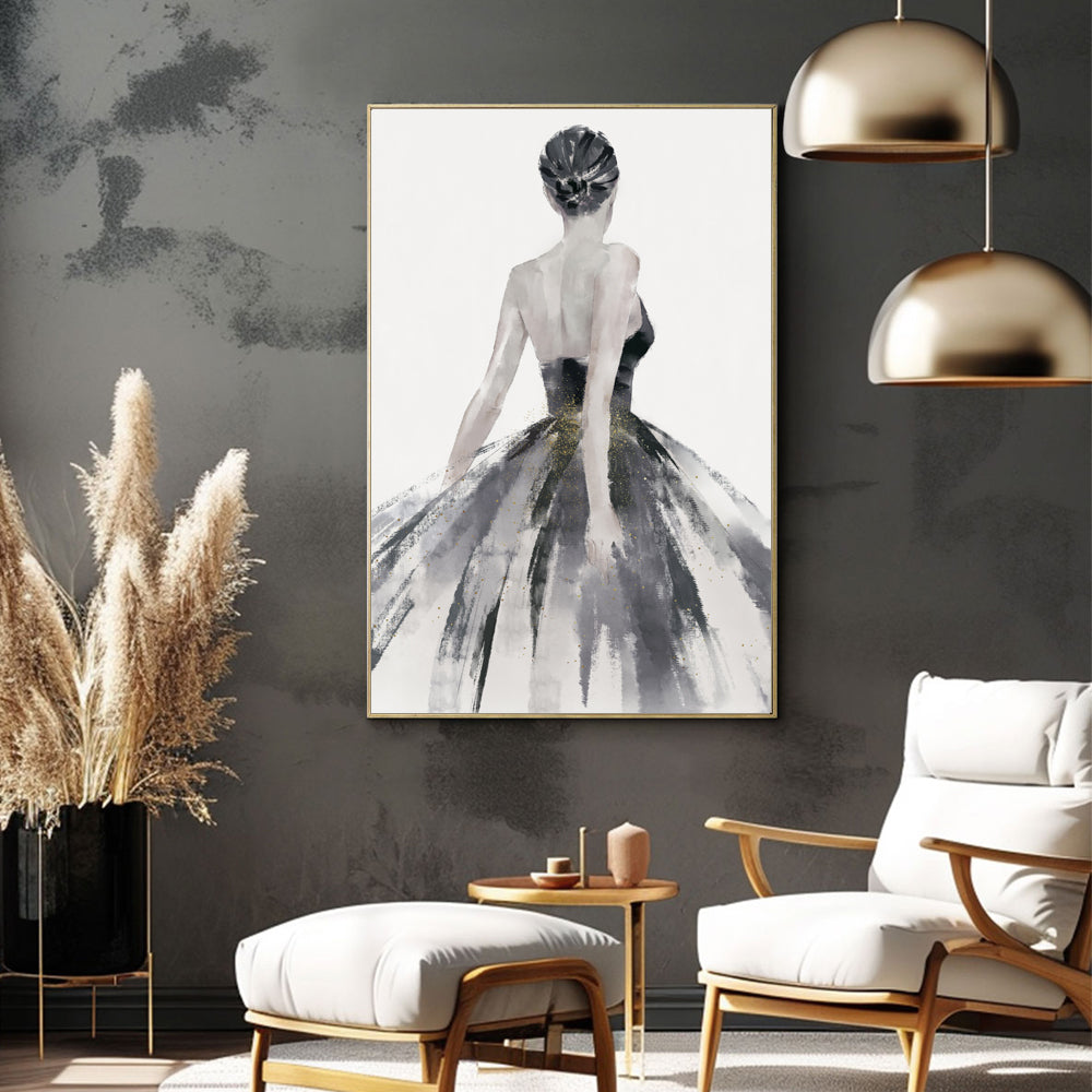 Elegant Silhouette: Ballerina in Motion Canvas Wall Art