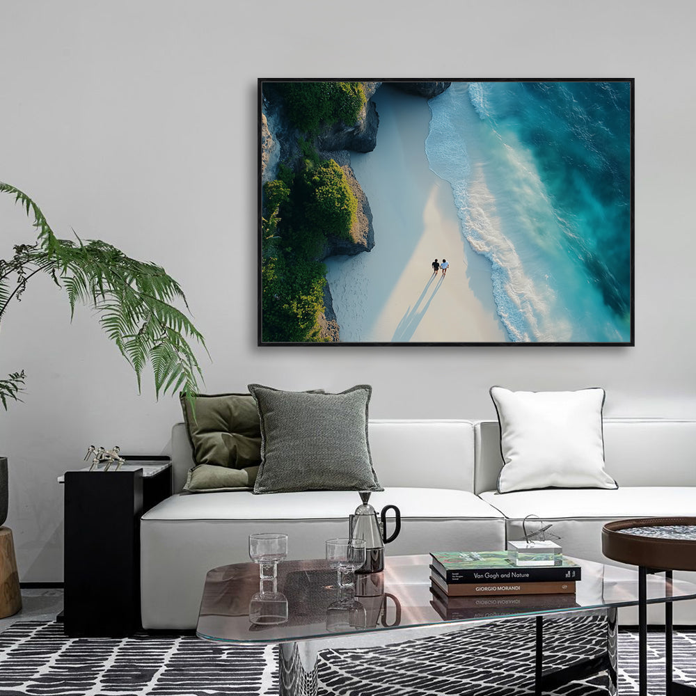 "Romantic Stroll on the Shore"-Canvas Wall Art