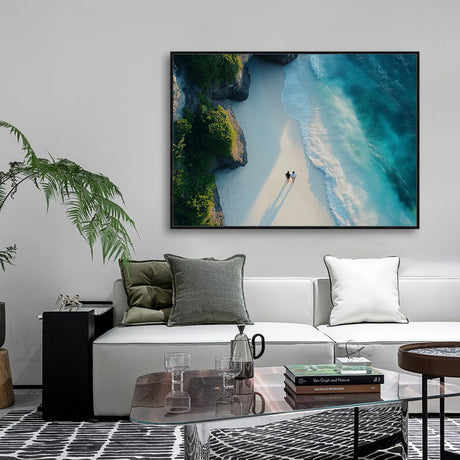 "Romantic Stroll on the Shore"-Canvas Wall Art