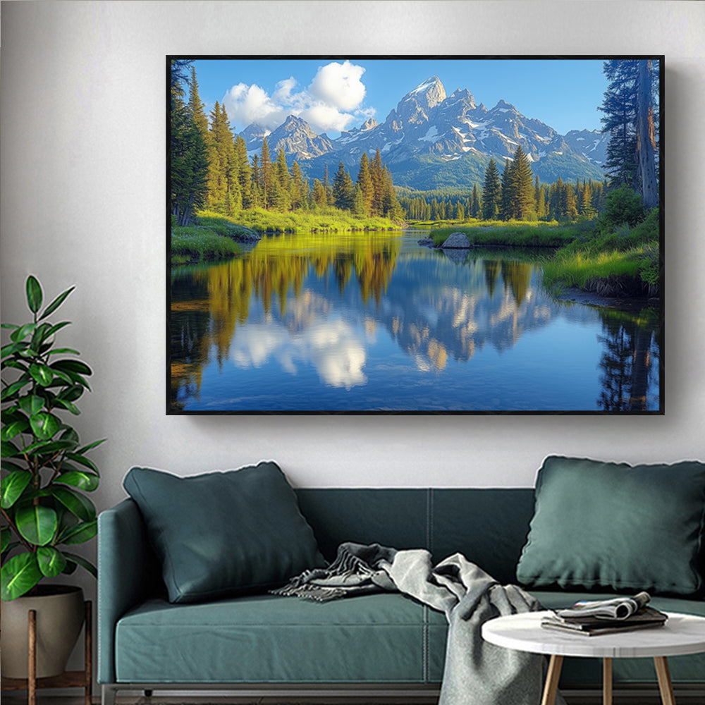 Peaceful Mountain Reflection in a Serene Lake Canvas Wall Art