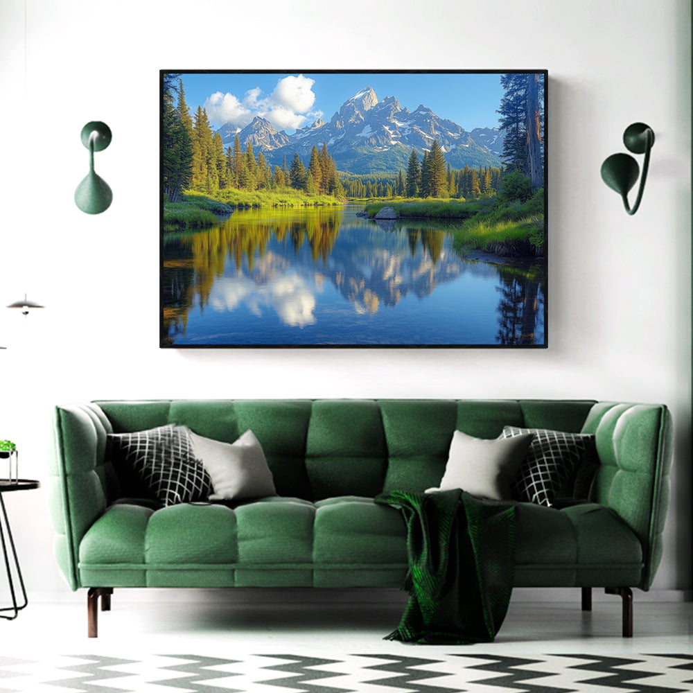 Peaceful Mountain Reflection in a Serene Lake Canvas Wall Art