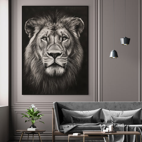 "Majestic Lion Portrait"  – A Symbol Of Strength And Elegance -Canvas Wall Art