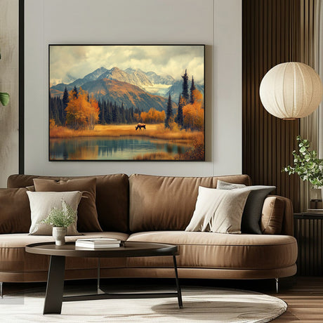 "Serene Autumn Retreat"– A Breathtaking Mountain Scene-Canvas Wall Art