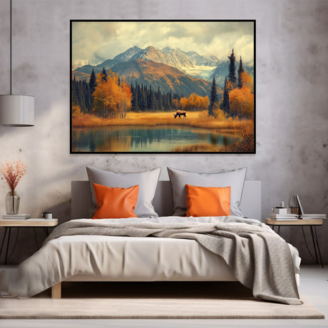 "Serene Autumn Retreat"– A Breathtaking Mountain Scene-Canvas Wall Art