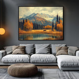 "Serene Autumn Retreat"– A Breathtaking Mountain Scene-Canvas Wall Art