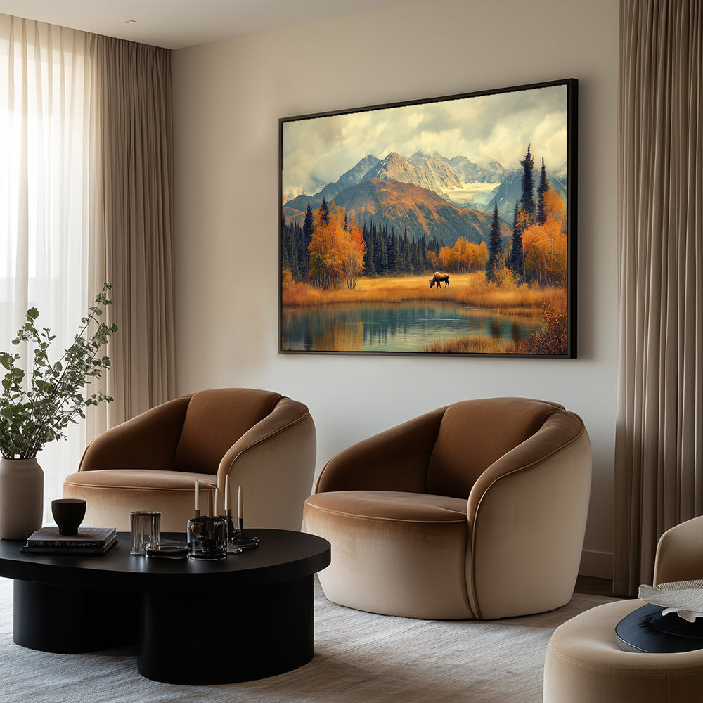 "Serene Autumn Retreat"– A Breathtaking Mountain Scene-Canvas Wall Art