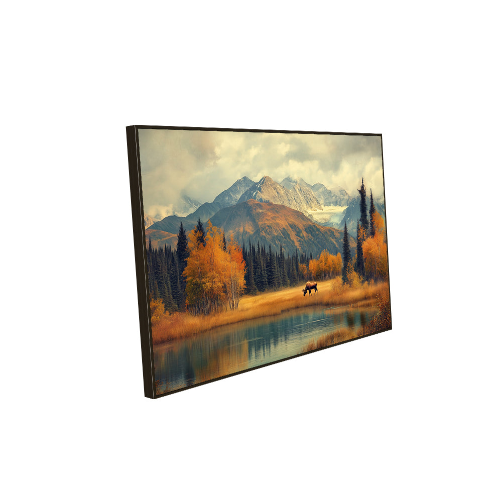 "Serene Autumn Retreat"– A Breathtaking Mountain Scene-Canvas Wall Art