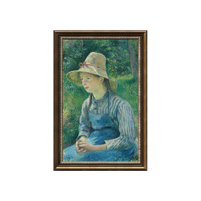 Peasant Girl With A Straw Hat By Camille Pissarro
