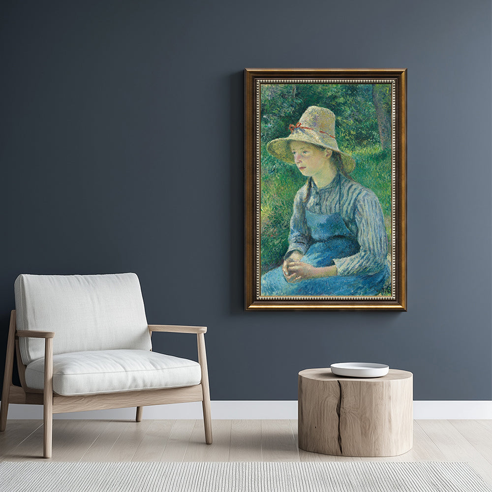Peasant Girl With A Straw Hat By Camille Pissarro