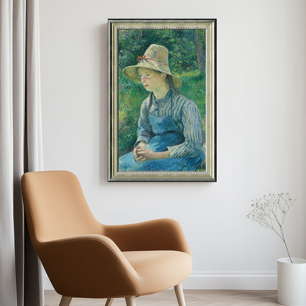 Peasant Girl With A Straw Hat By Camille Pissarro