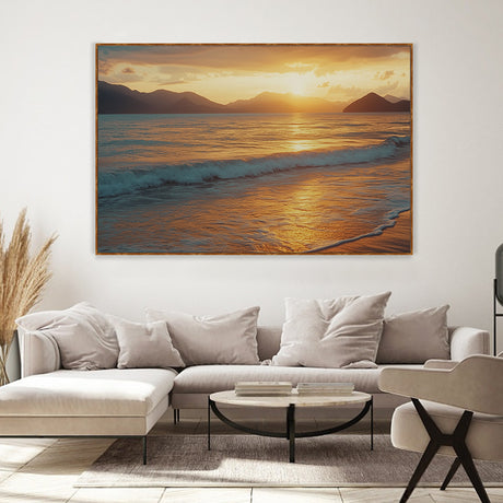 Tranquil Sunset Over Serene Beach-Canvas Wall Art