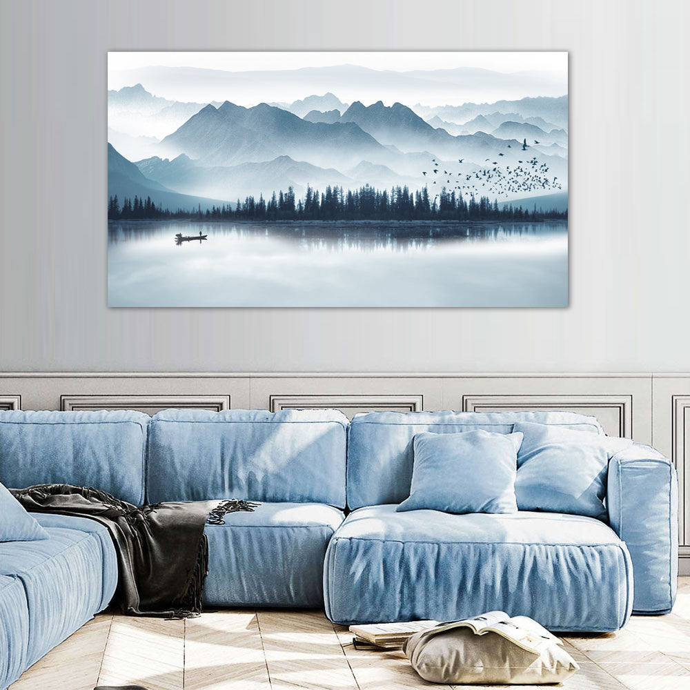 Tranquil Mountain Lake Canvas Wall Art