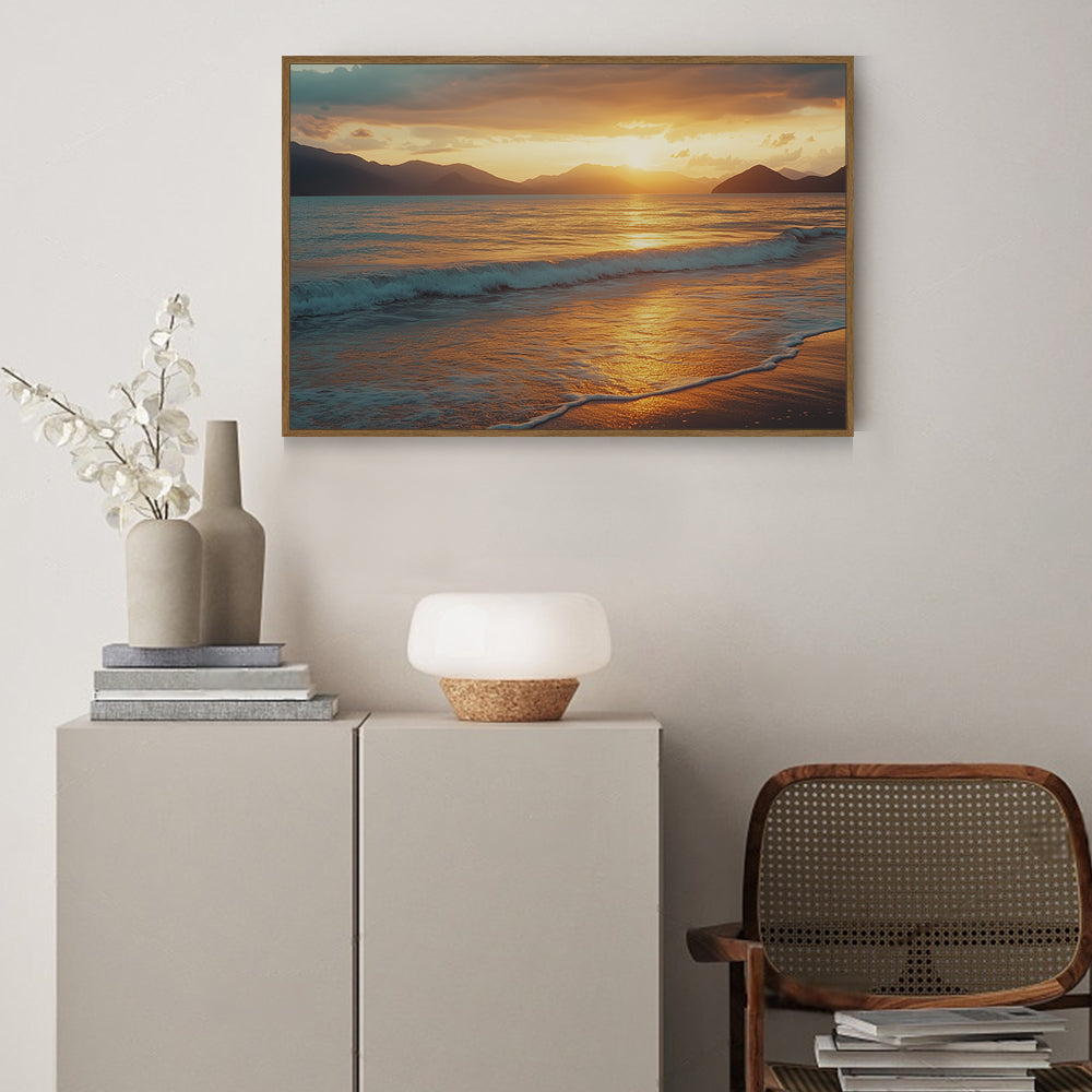 Tranquil Sunset Over Serene Beach-Canvas Wall Art