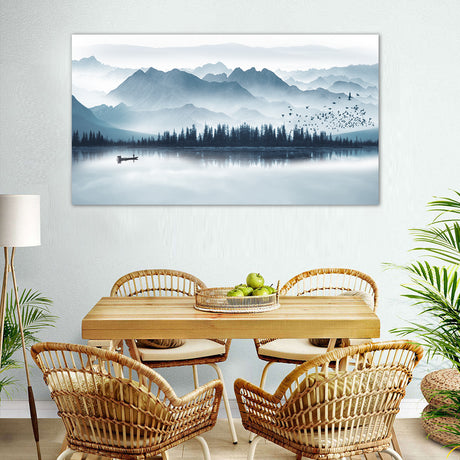 Tranquil Mountain Lake Canvas Wall Art