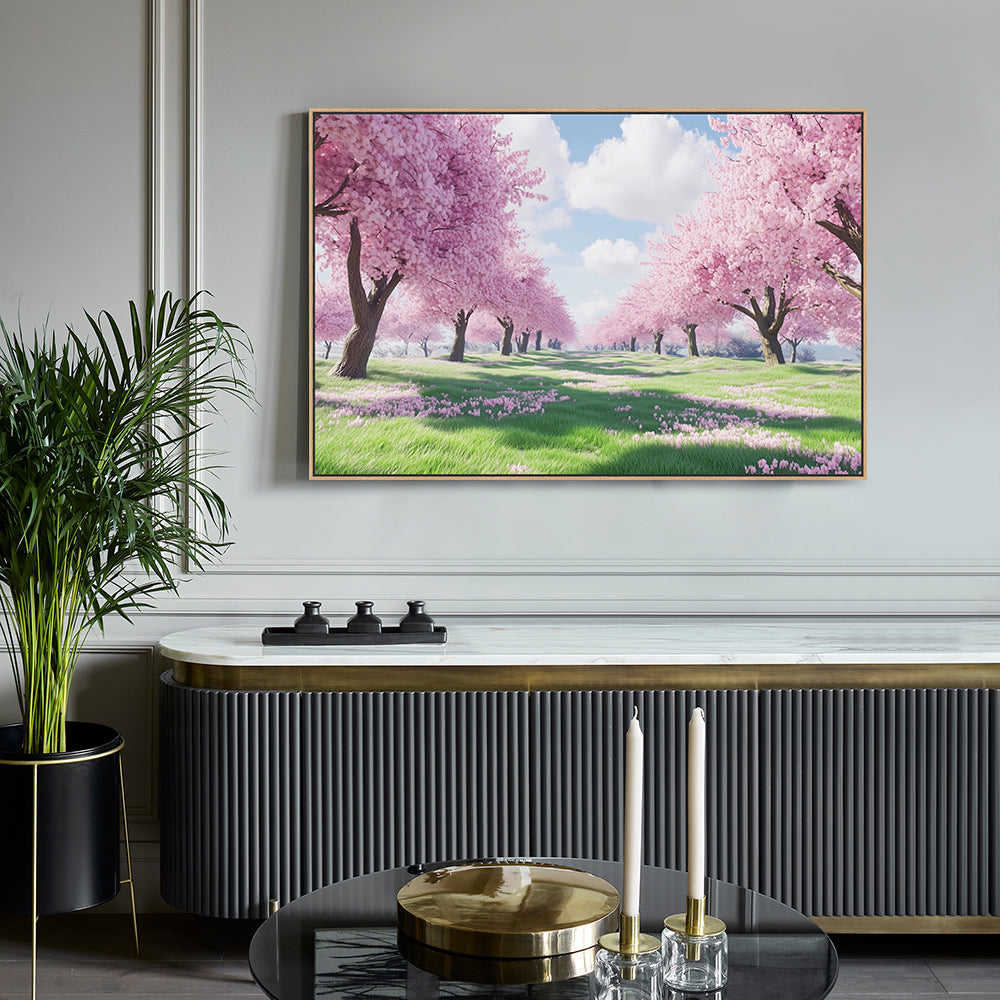 Blossoming Cherry Trees Canvas Wall Art