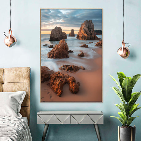 Sunset Coastal Rockscape Canvas Wall Art