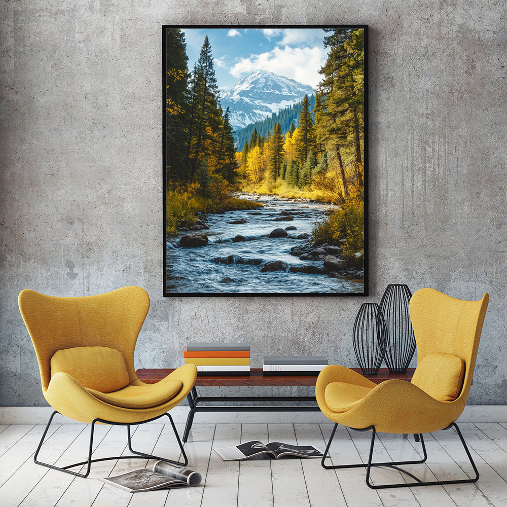 "Mountain Stream Serenity" – Nature's Tranquil Escape-Canvas Wall Art