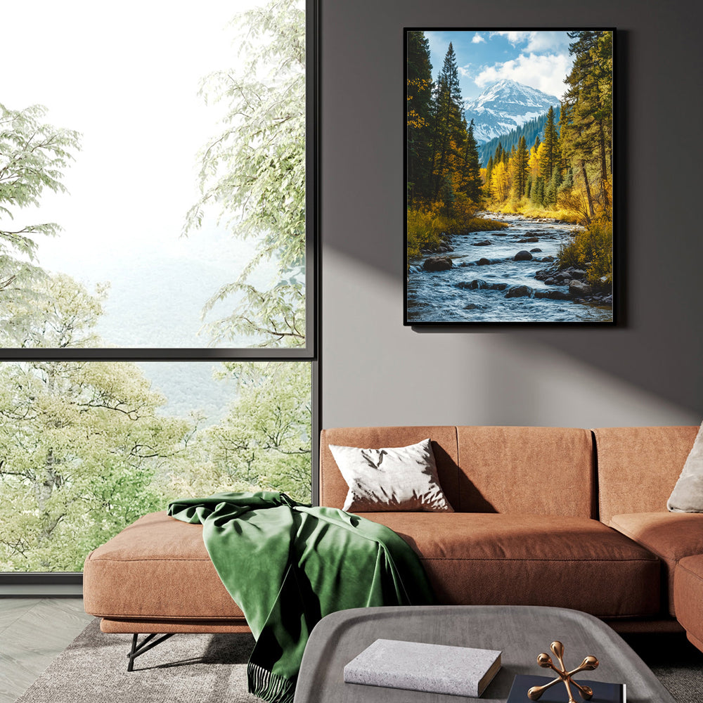 "Mountain Stream Serenity" – Nature's Tranquil Escape-Canvas Wall Art