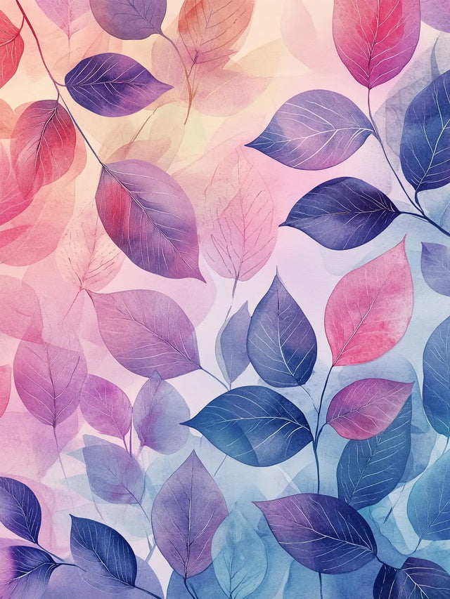 Dreamy Gradient Leaves Canvas Wall Art