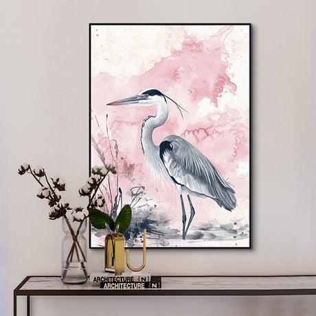 Elegant Heron Canvas Wall Art