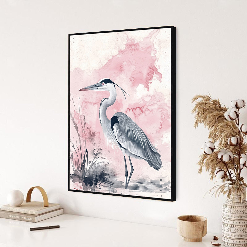 Elegant Heron Canvas Wall Art