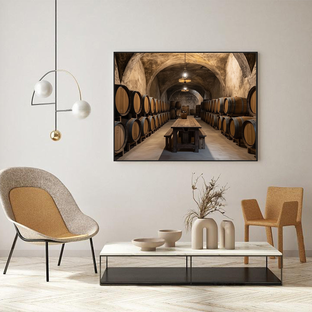 "Rustic Winery Cellar"  – A Taste Of Tradition And Elegance -Canvas Wall Art