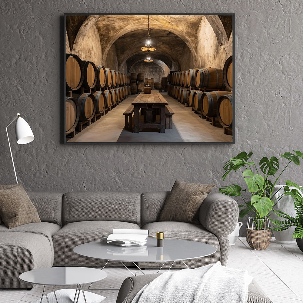 "Rustic Winery Cellar"  – A Taste Of Tradition And Elegance -Canvas Wall Art