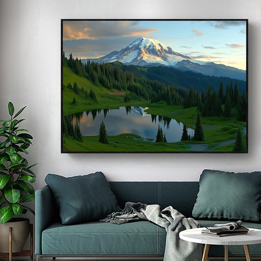 "Tranquil Mountain Reflection" Canvas Wall Art