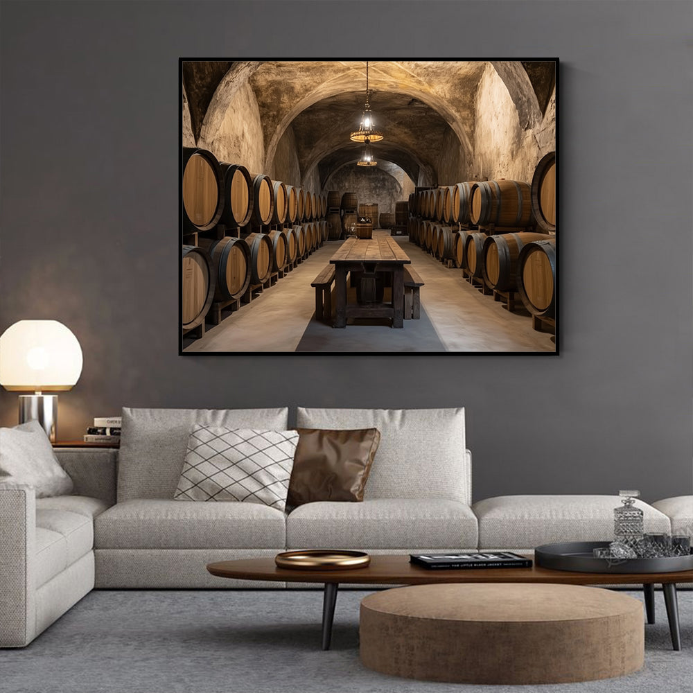 "Rustic Winery Cellar"  – A Taste Of Tradition And Elegance -Canvas Wall Art