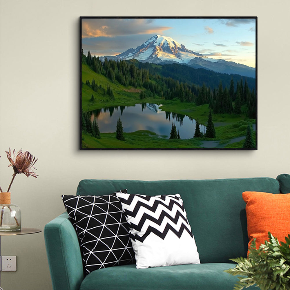 "Tranquil Mountain Reflection" Canvas Wall Art