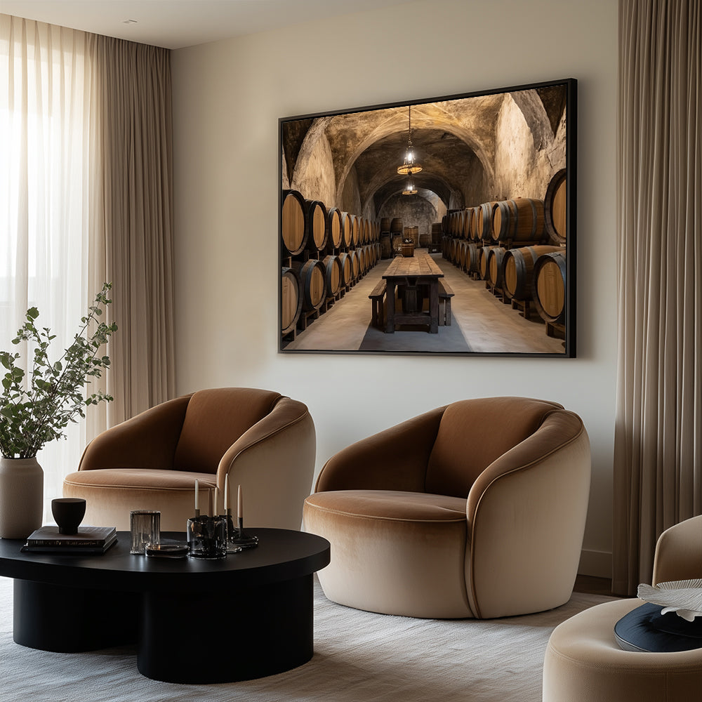 "Rustic Winery Cellar"  – A Taste Of Tradition And Elegance -Canvas Wall Art