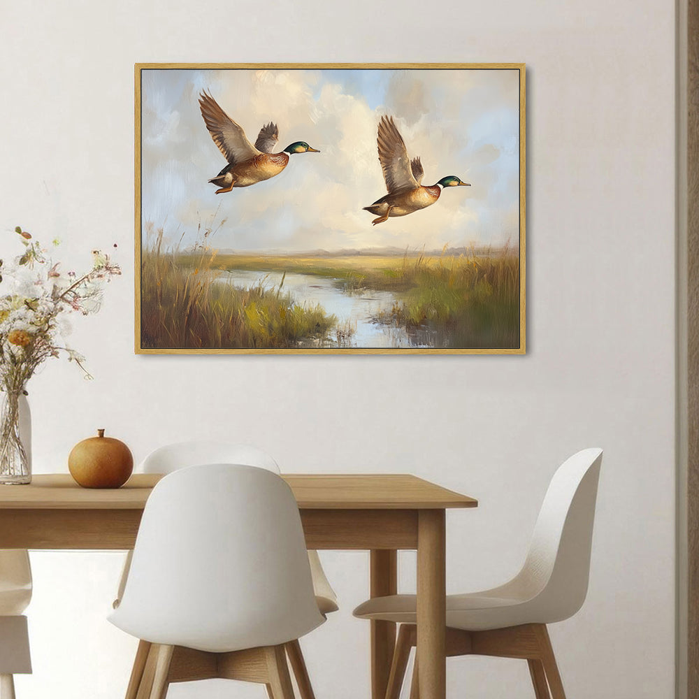 Canvas Wall Art - Majestic Flying Ducks