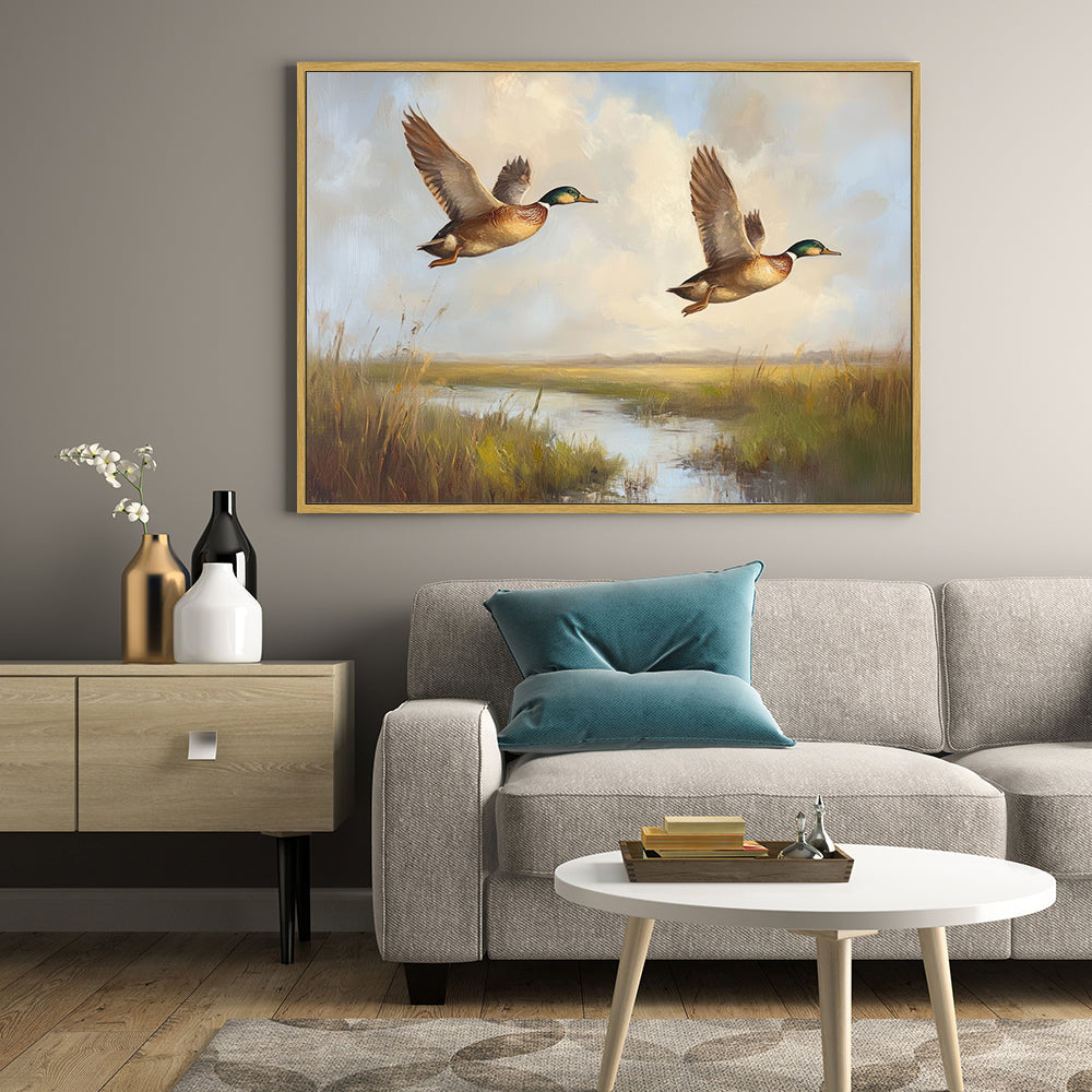 Canvas Wall Art - Majestic Flying Ducks