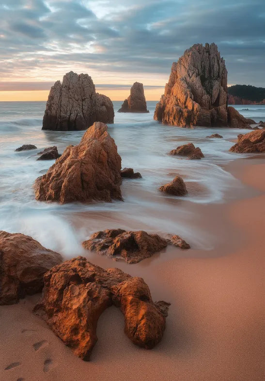Sunset Coastal Rockscape Canvas Wall Art