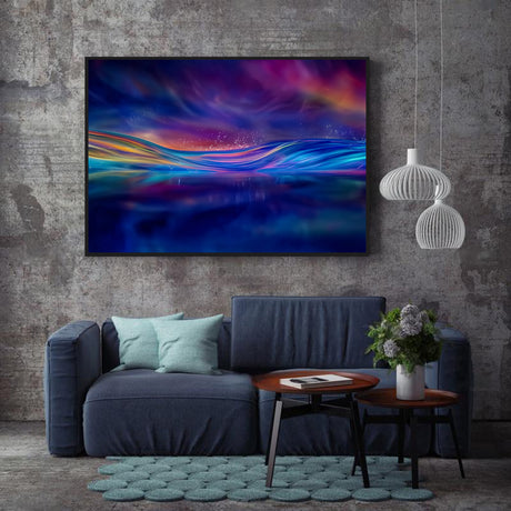 Abstract Wave in Vibrant Neon Colors-Canvas Wall Art