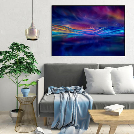 Abstract Wave in Vibrant Neon Colors-Canvas Wall Art